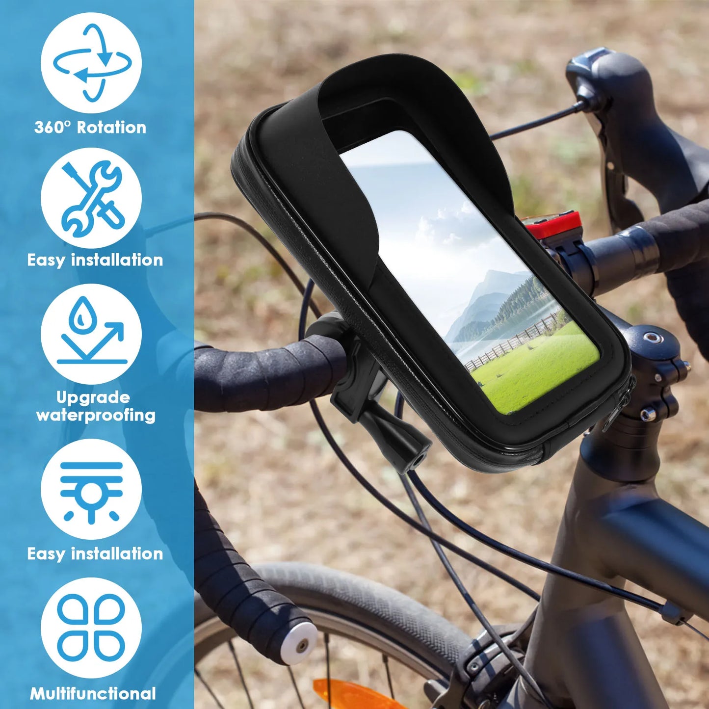 Bike Phone Holder Bag Touch Screen Bag Waterproof 360° Rotating