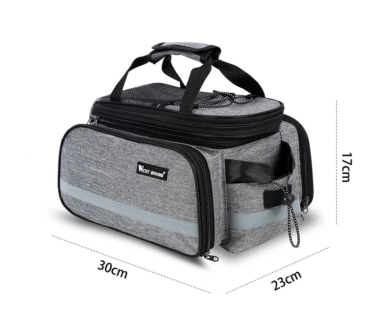 WEST BIKING Bike Rear Rack Bag 15-20L Large Capacity MTB Road Bike Travel Luggage Storage Bags Trunk Panniers Shoulder Handbag