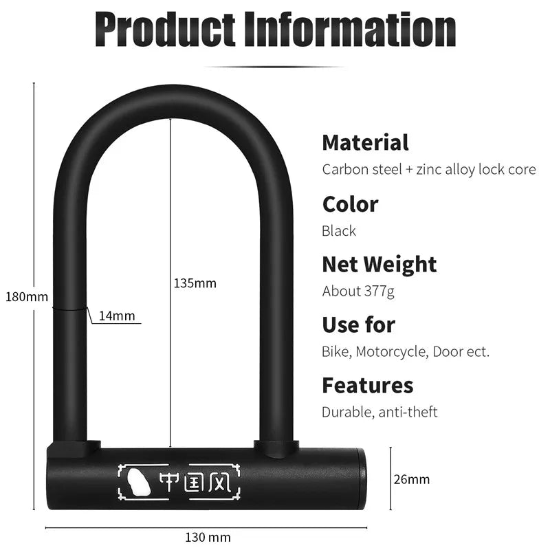 WEST BIKING Bicycle U Lock Anti-theft