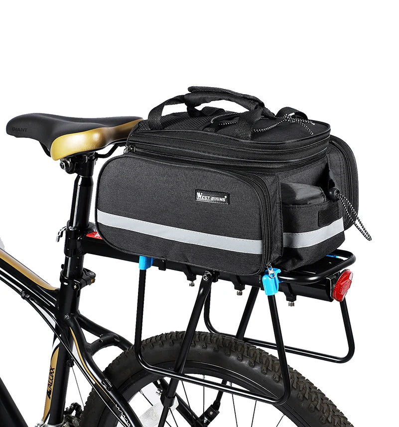 WEST BIKING Bike Rear Rack Bag 15-20L Large Capacity MTB Road Bike Travel Luggage Storage Bags Trunk Panniers Shoulder Handbag
