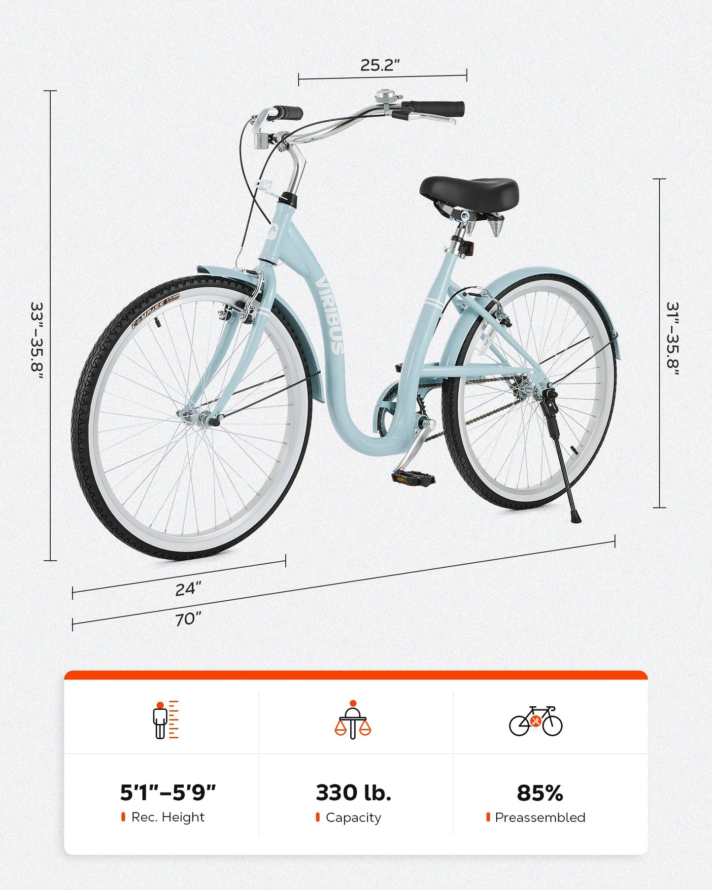 tep Through Women Bicycle Adult Beach Cruiser
