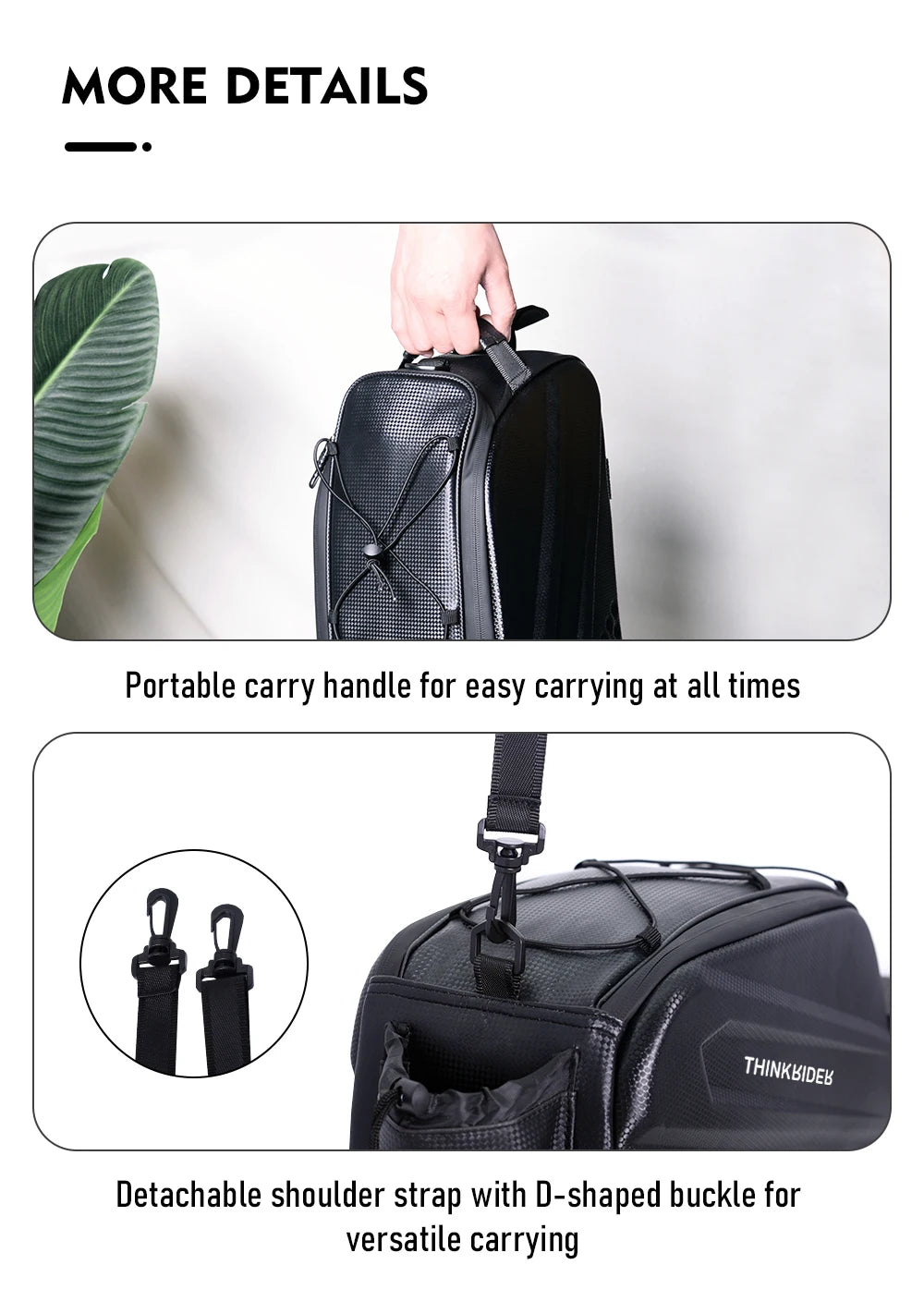 ThinkRider Bicycle Hard Shell Tear Hunch Bag,14L Large Capacity Hunch Bag,Anti-Splash Material,With Rain Cover