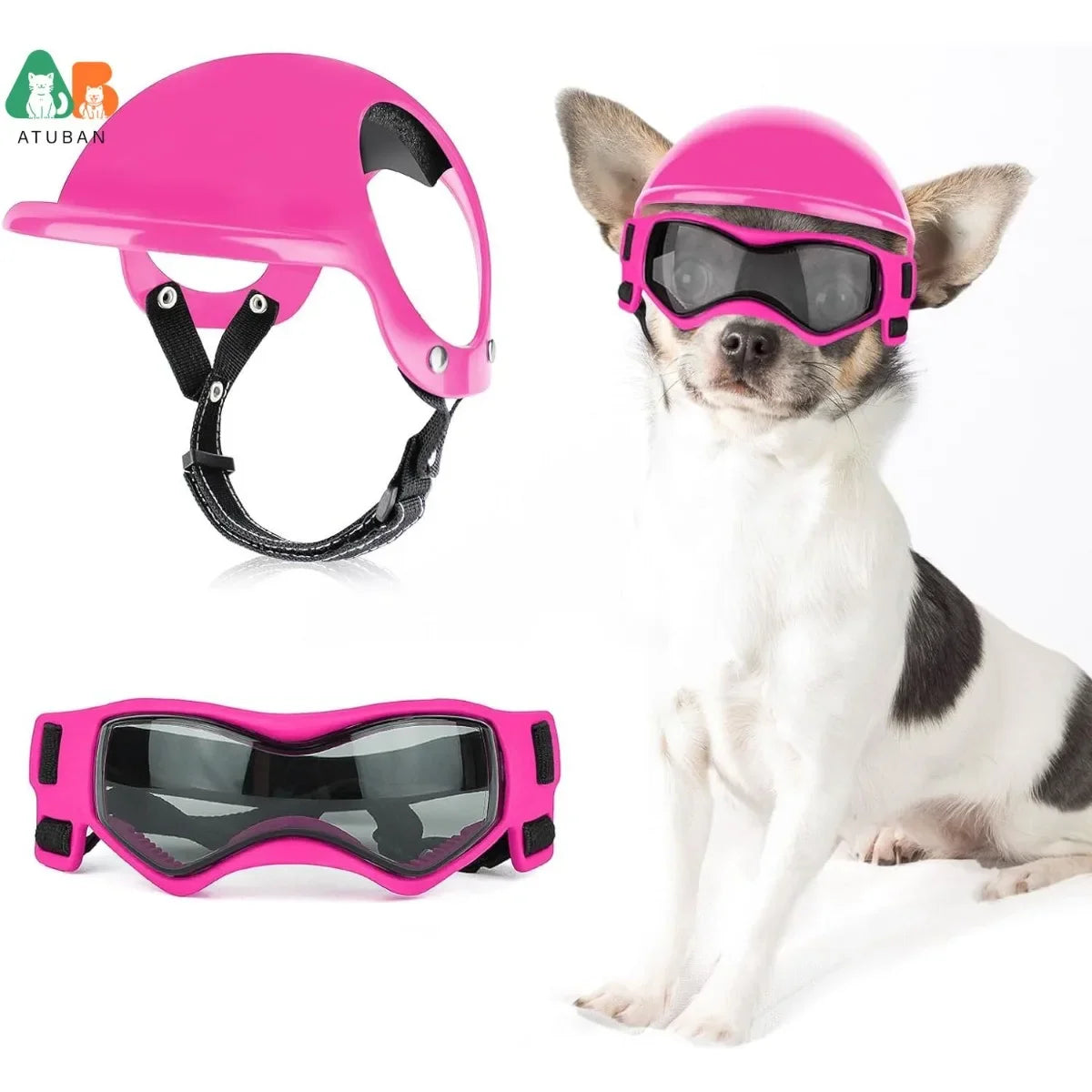 ATUBAN Dog Helmet and Dog Goggles for Small Dogs