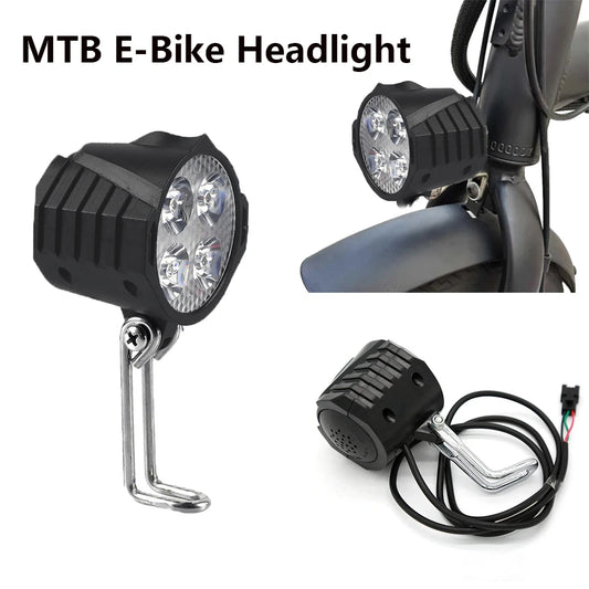 E-Bike 12V 24V 36V 48V 60V 72V Electric Bicycle Light with Horn