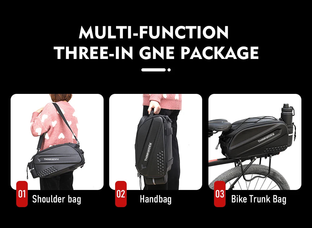 ThinkRider Bicycle Hard Shell Tear Hunch Bag,14L Large Capacity Hunch Bag,Anti-Splash Material,With Rain Cover