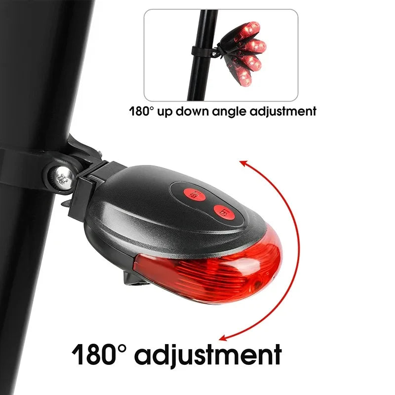 Bicycle Bike LED Lights 2 Lasers 5 LED Waterproof Cycling Taillight