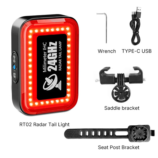 CLAMMILY Bicycle Intelligent Radar Taillight Bike Smart Brake