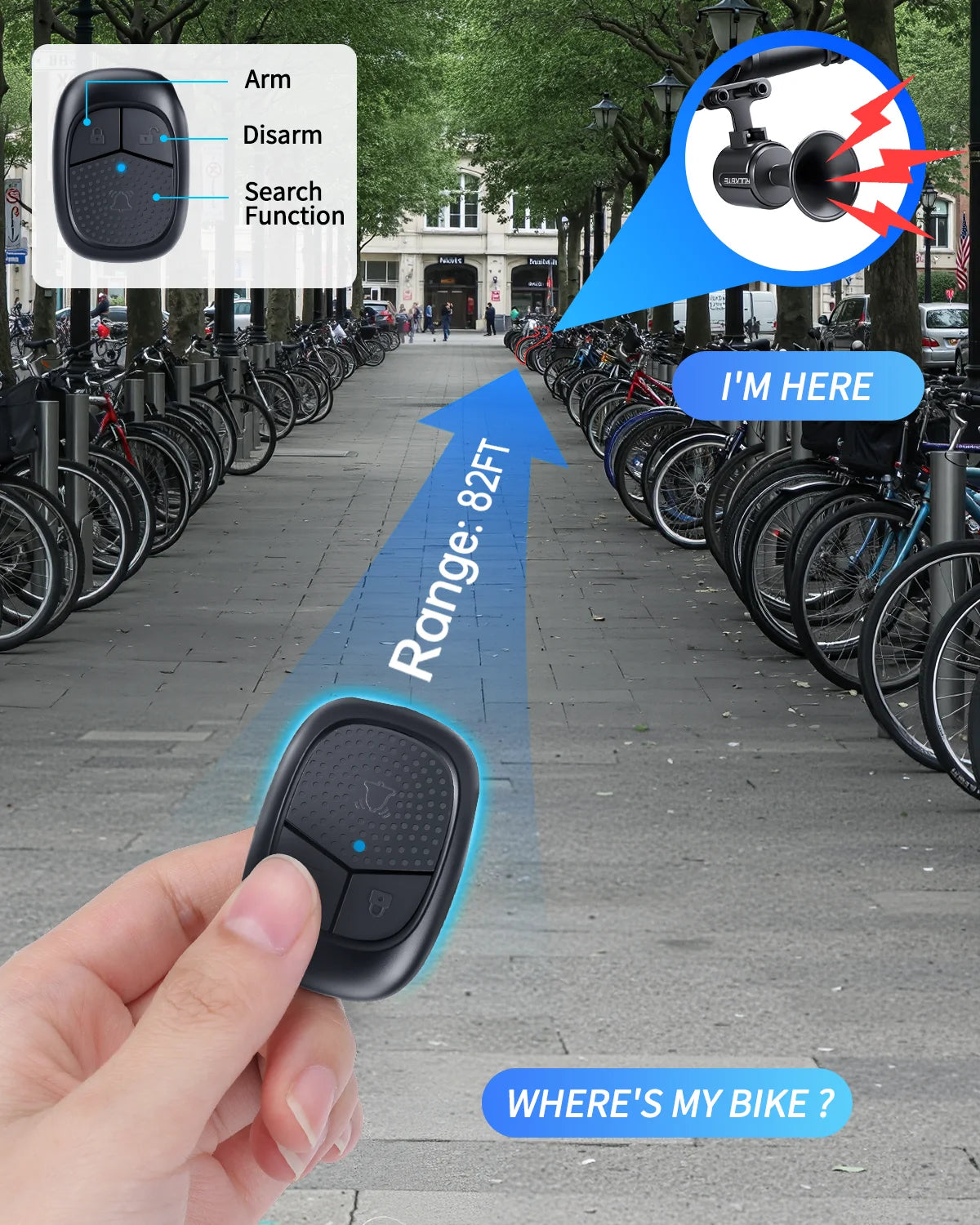 Bike Bell With Remote Control For Adults Kids Scooter Ebike